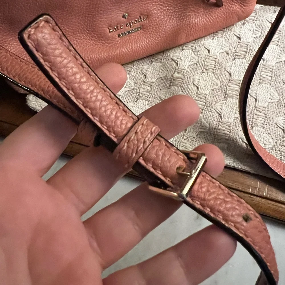 KATE SPADE Classic Jackson Street Gabriele Leather Crossbody Purse Pink Gold GUC